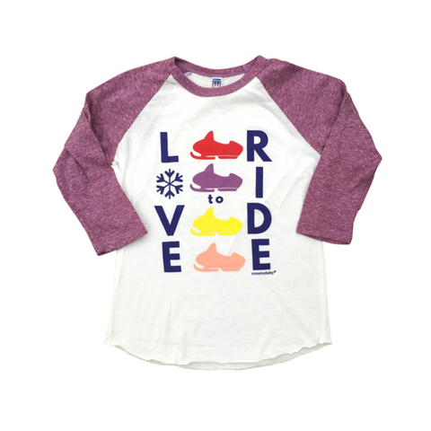 Kid's Love to Ride Raglan 3/4 Sleeve Tee